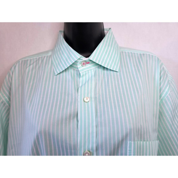 J.McLaughlin Other - JMcLaughlin Mens Aqua Mint Green White Stripe Button Down Shirt Size Large